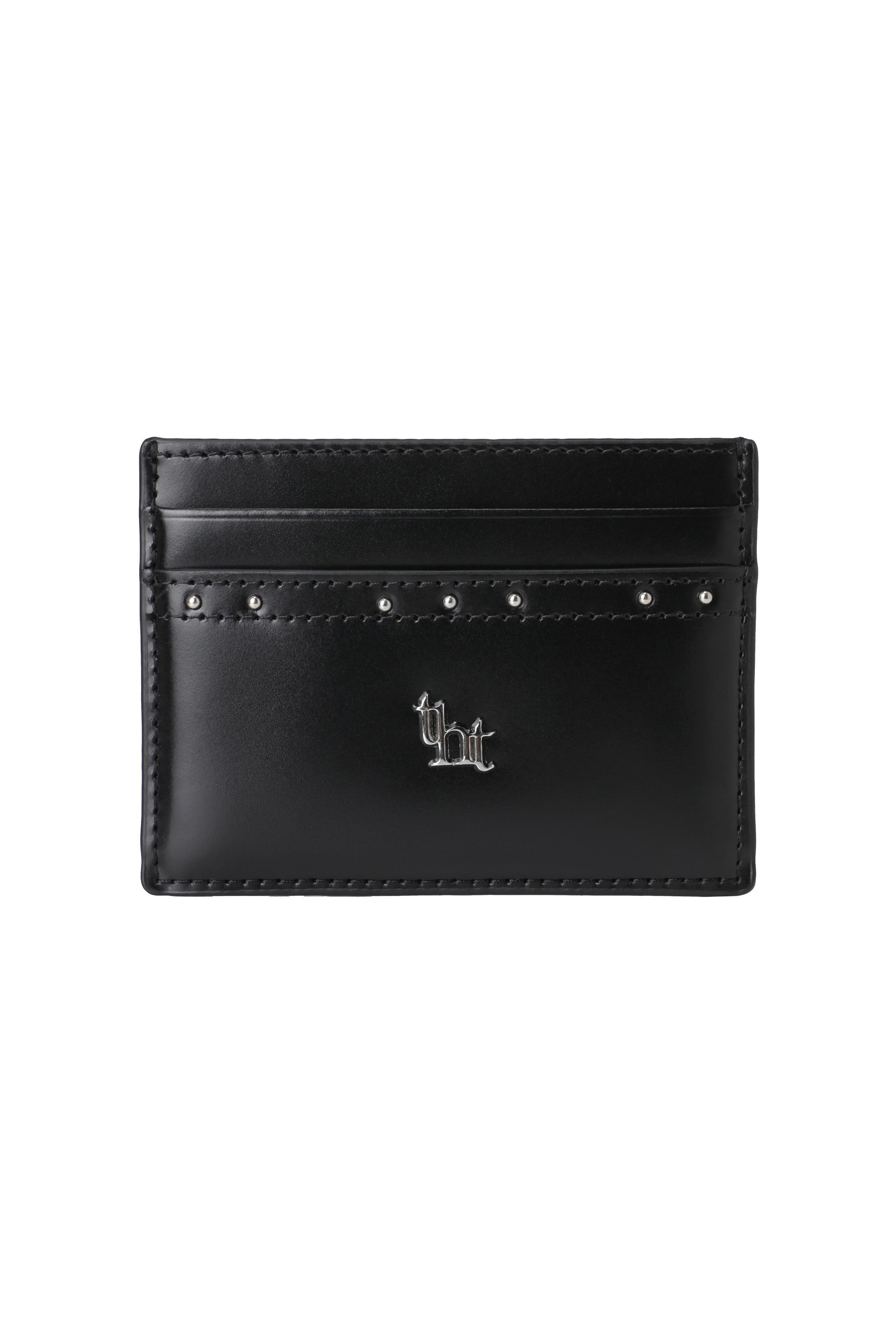 【threetimes】Classic stud card holder threetimes) Classic stud card holder black
