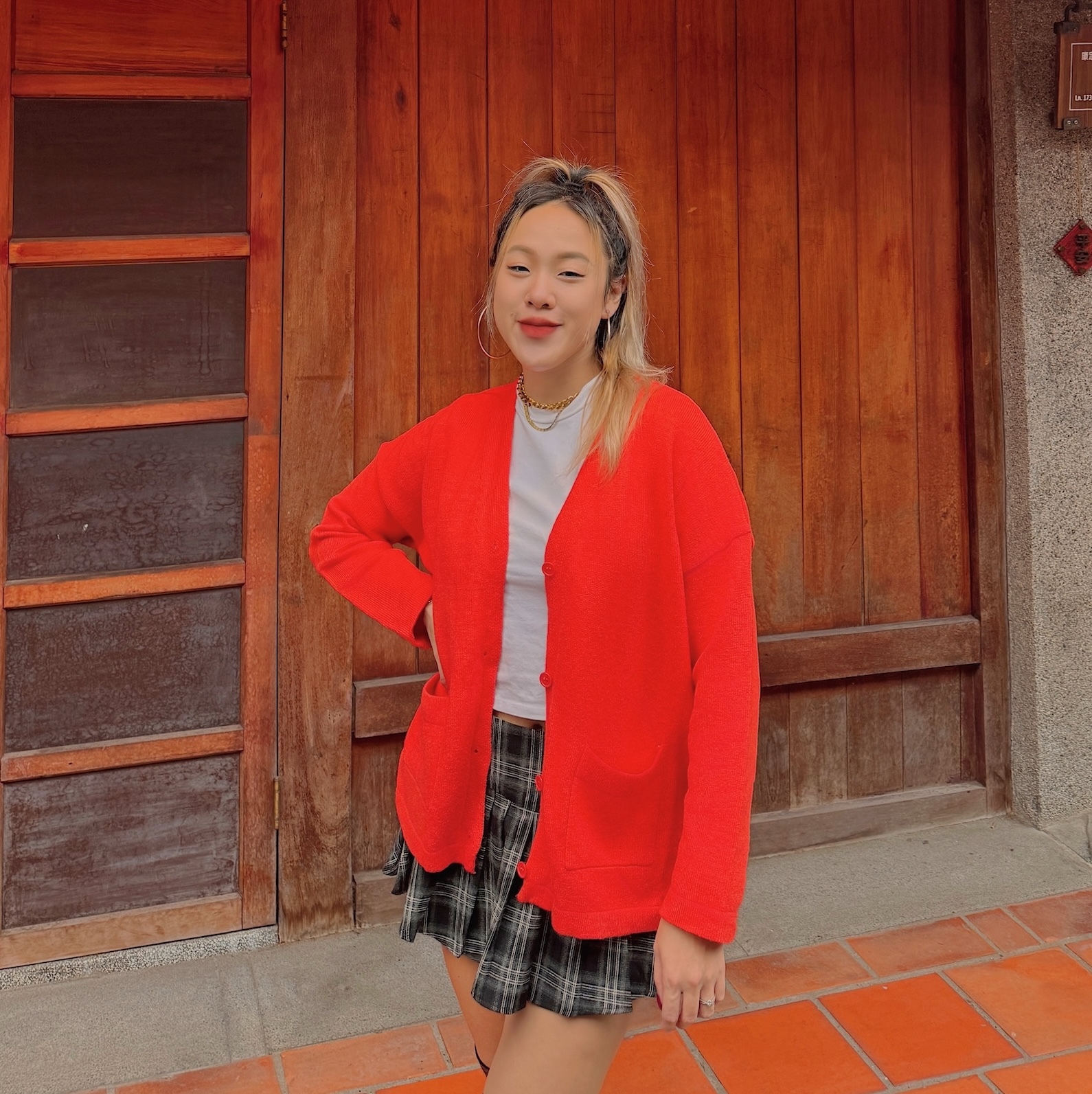 櫻桃紅針織罩衫🍒