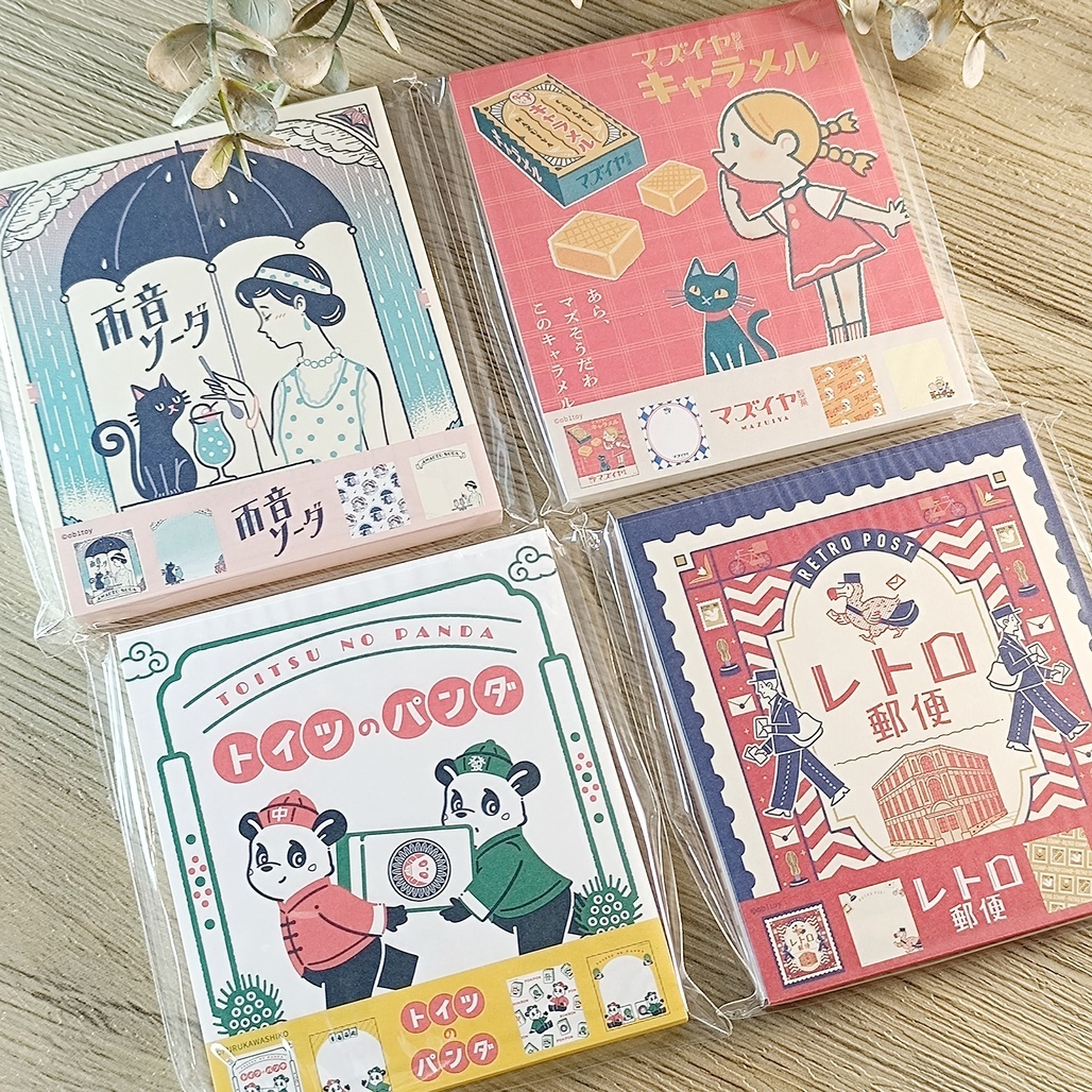 日本古川紙工 x ｵﾋﾞﾜﾝ 4圖案方形便條紙本 共四款