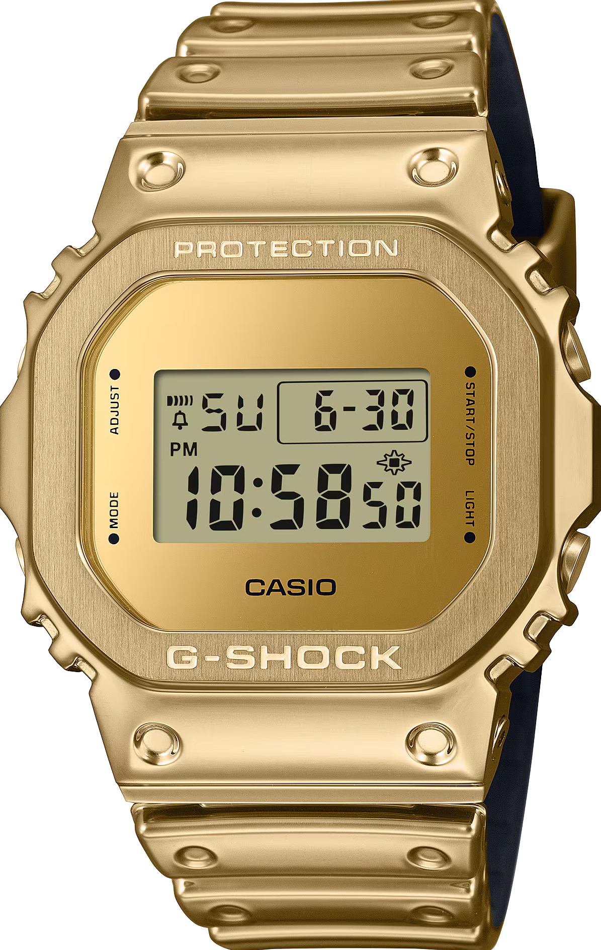 萬年鐘錶 - CASIO卡西歐 G-SHOCK  亮金金屬光閃耀亮眼金屬錶殼橡膠錶帶電子錶 GM-5600YMG-9 錶徑 : 43.2 mm