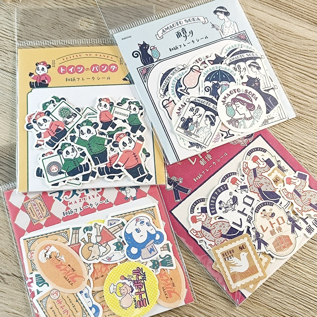 日本古川紙工 x ｵﾋﾞﾜﾝ 和紙貼紙包 共四款