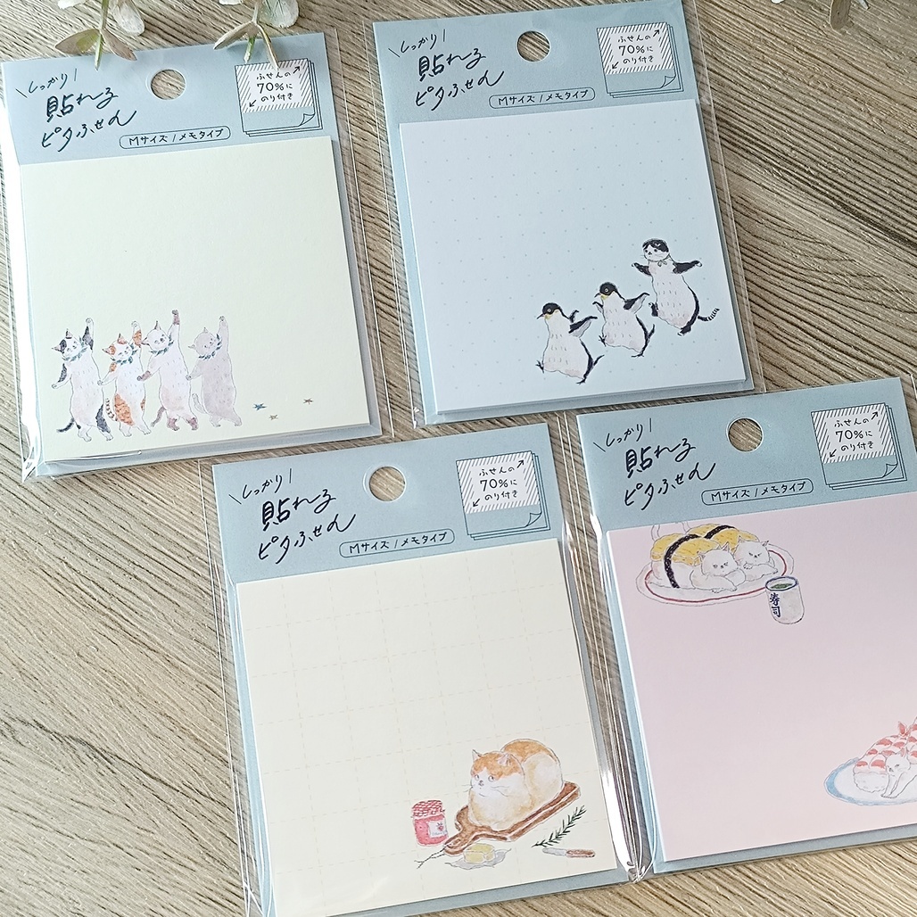 日本トコロコムギ．可愛貓咪便利貼 MEMO 索引貼 方形款 共四款