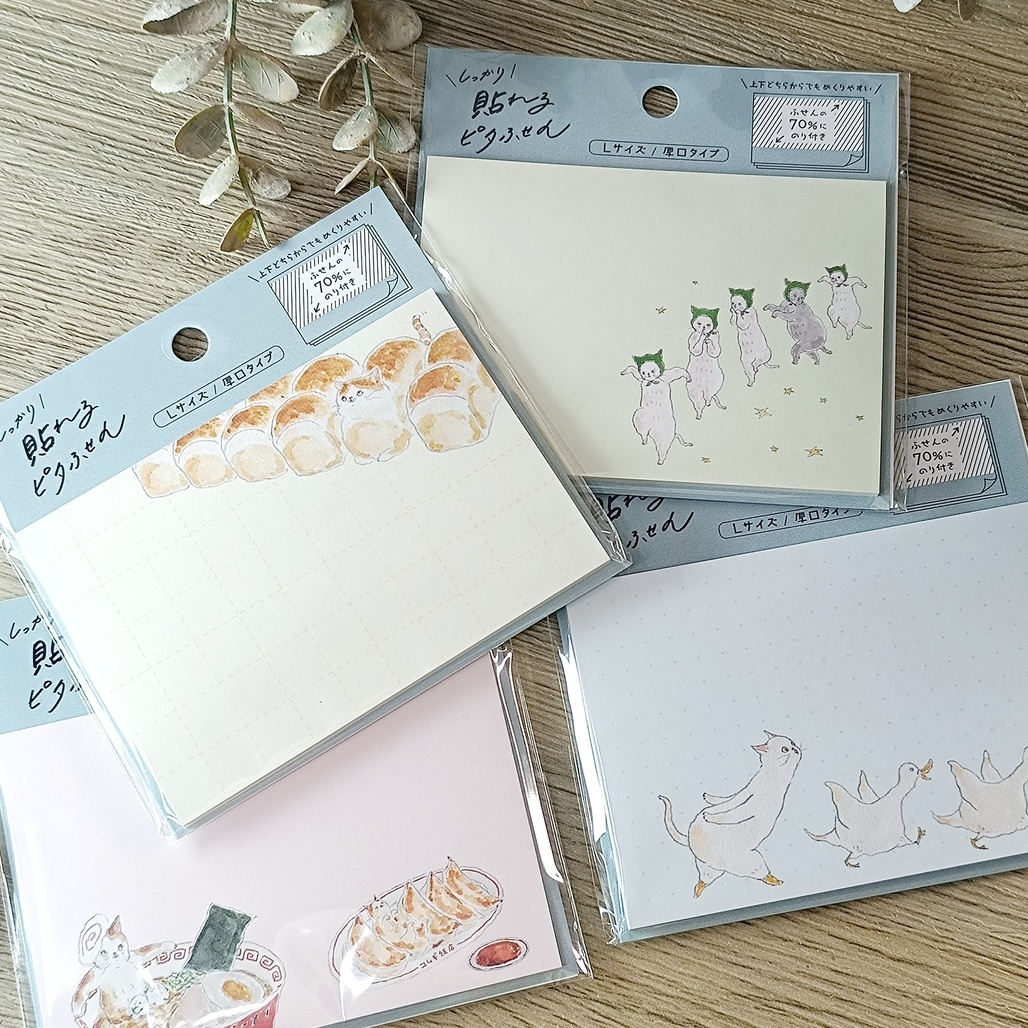 日本トコロコムギ．可愛貓咪便利貼 MEMO 索引貼 長方厚紙款 共四款