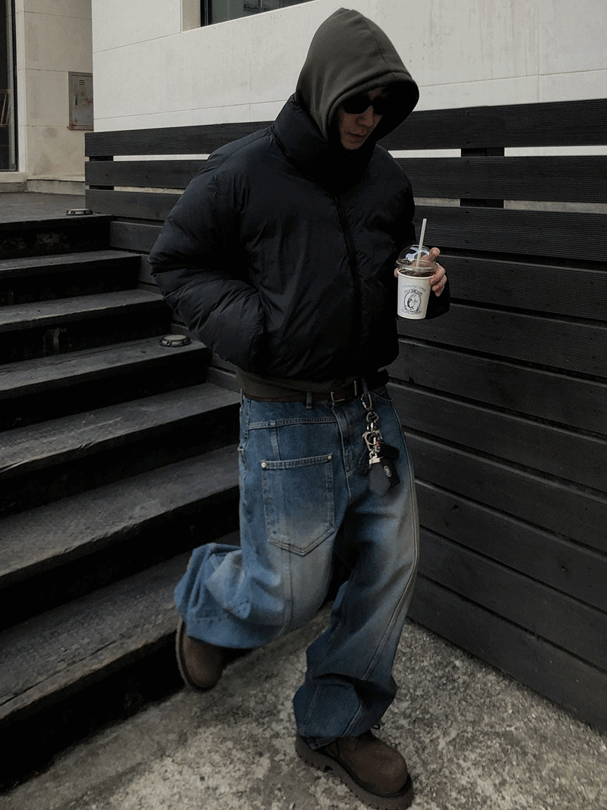 半寬口袋牛仔褲