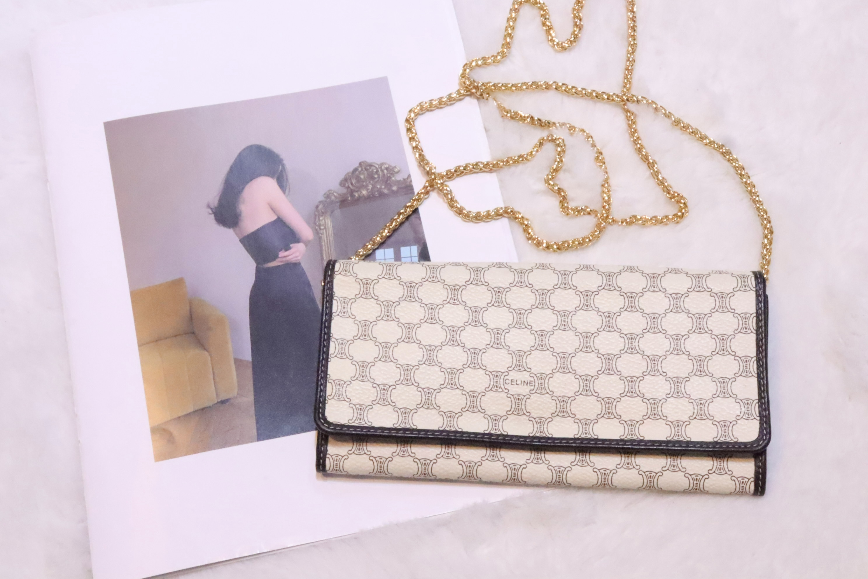 Celine白色老花長wallet🤍