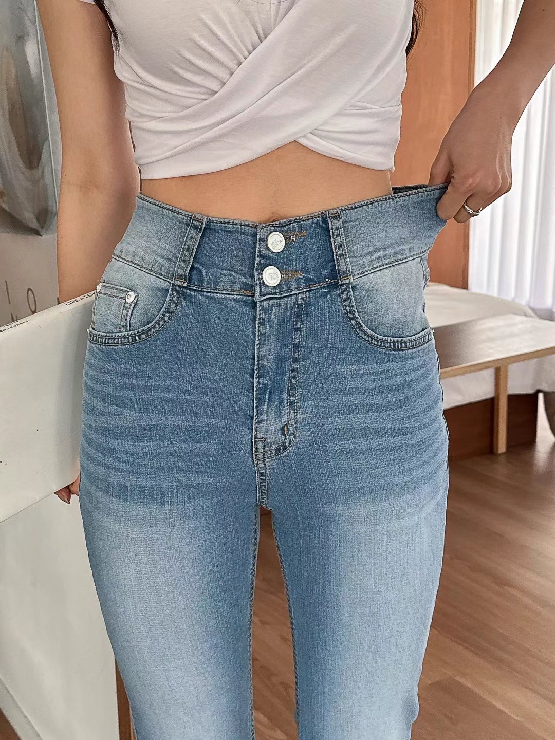 ♥粗腰封九分Jeans