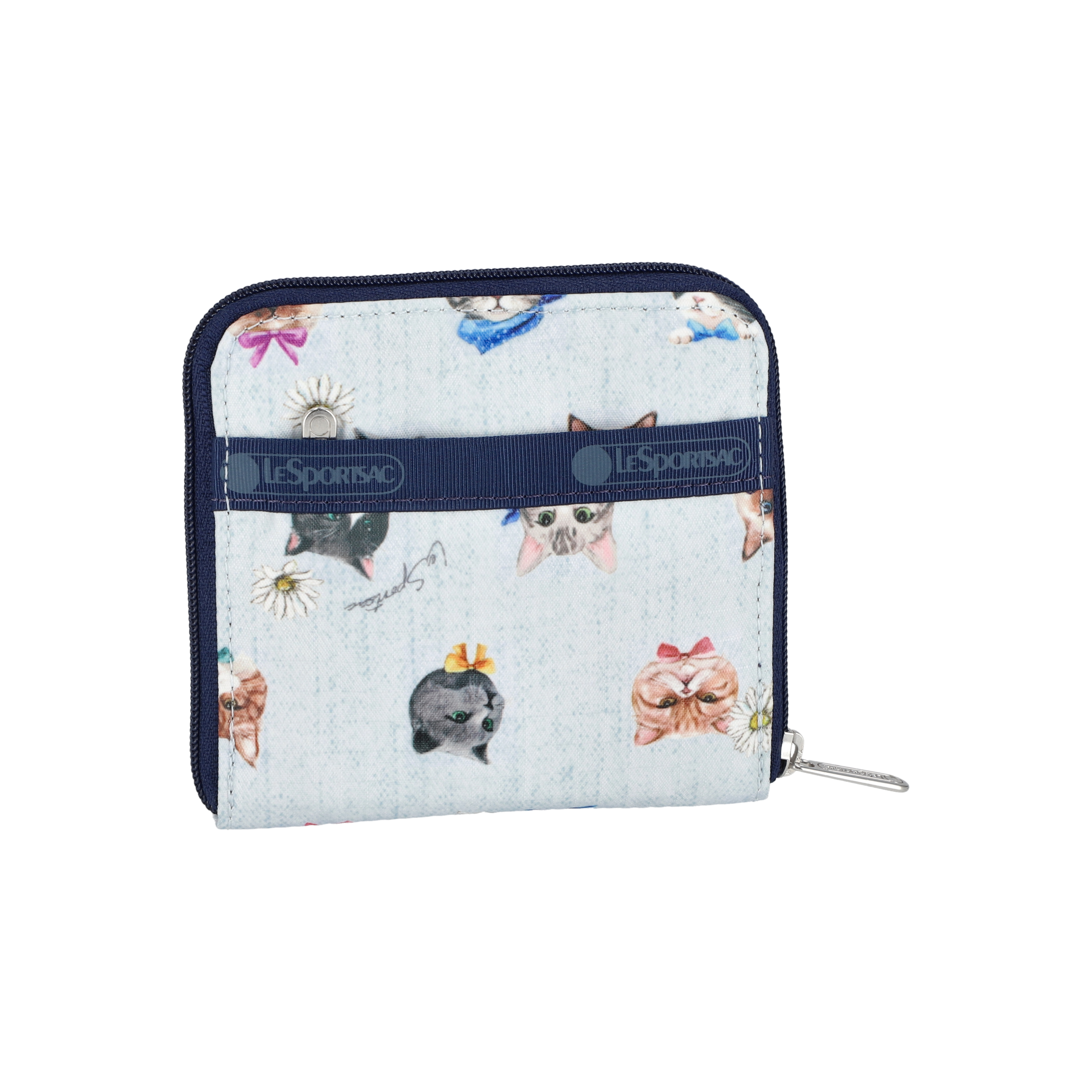 ★LeSportsac★ Playful Cats Sky Blue Compact Zip Wallet 1020 COMPACT ZIP WALLET (PLAYFUL CATS SKY BLUE)