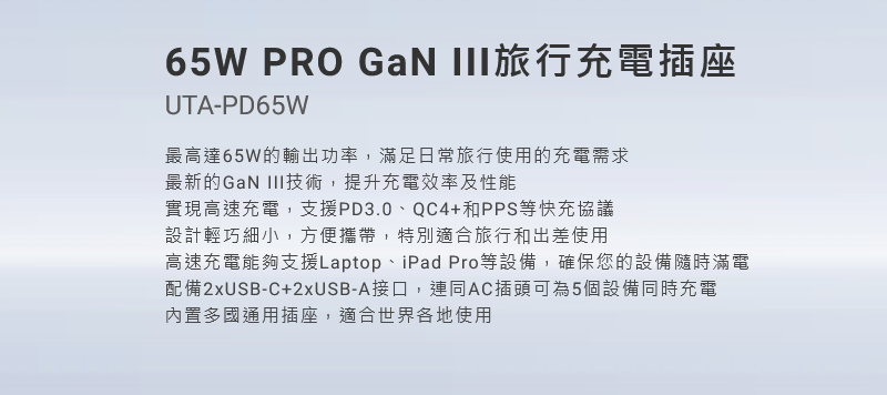 GaN III旅行充電插座, 轉插, GaN III最新技術，提升充電效率及性能