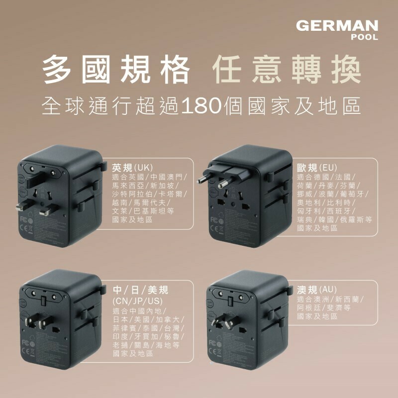 旅遊, 國家, 內置多國通用插座，適合世界各地使用