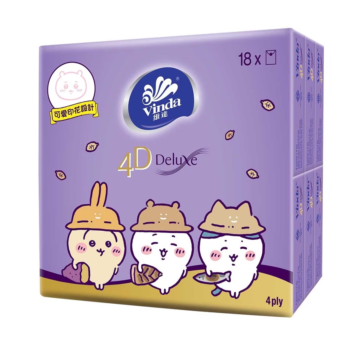 維達 4D Deluxe無香迷你紙巾 18包裝 (Chiikawa)