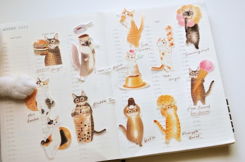 補補貓‧大衛煮愛｜PET紙膠帶｜咖啡色系的滋味