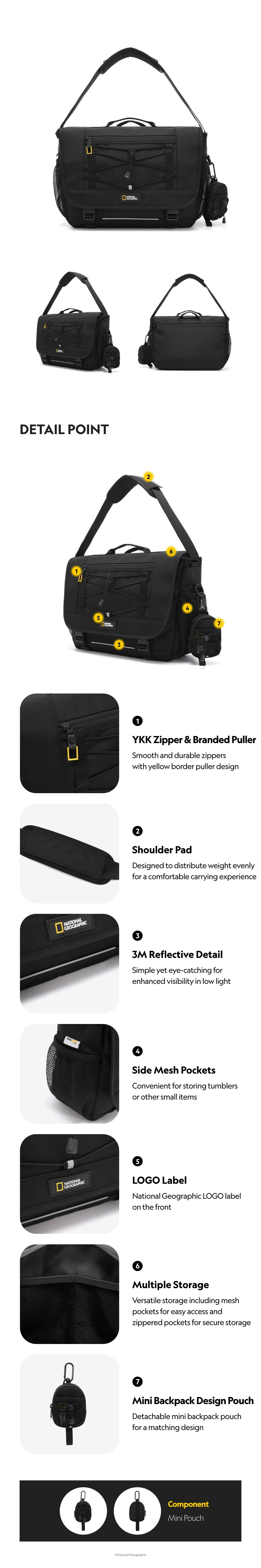 ◆NATIONAL GEOGRAPHIC◆ N255ACR020 Brave Messenger Bag BLACK BRAVE Messenger Bag - BLACK