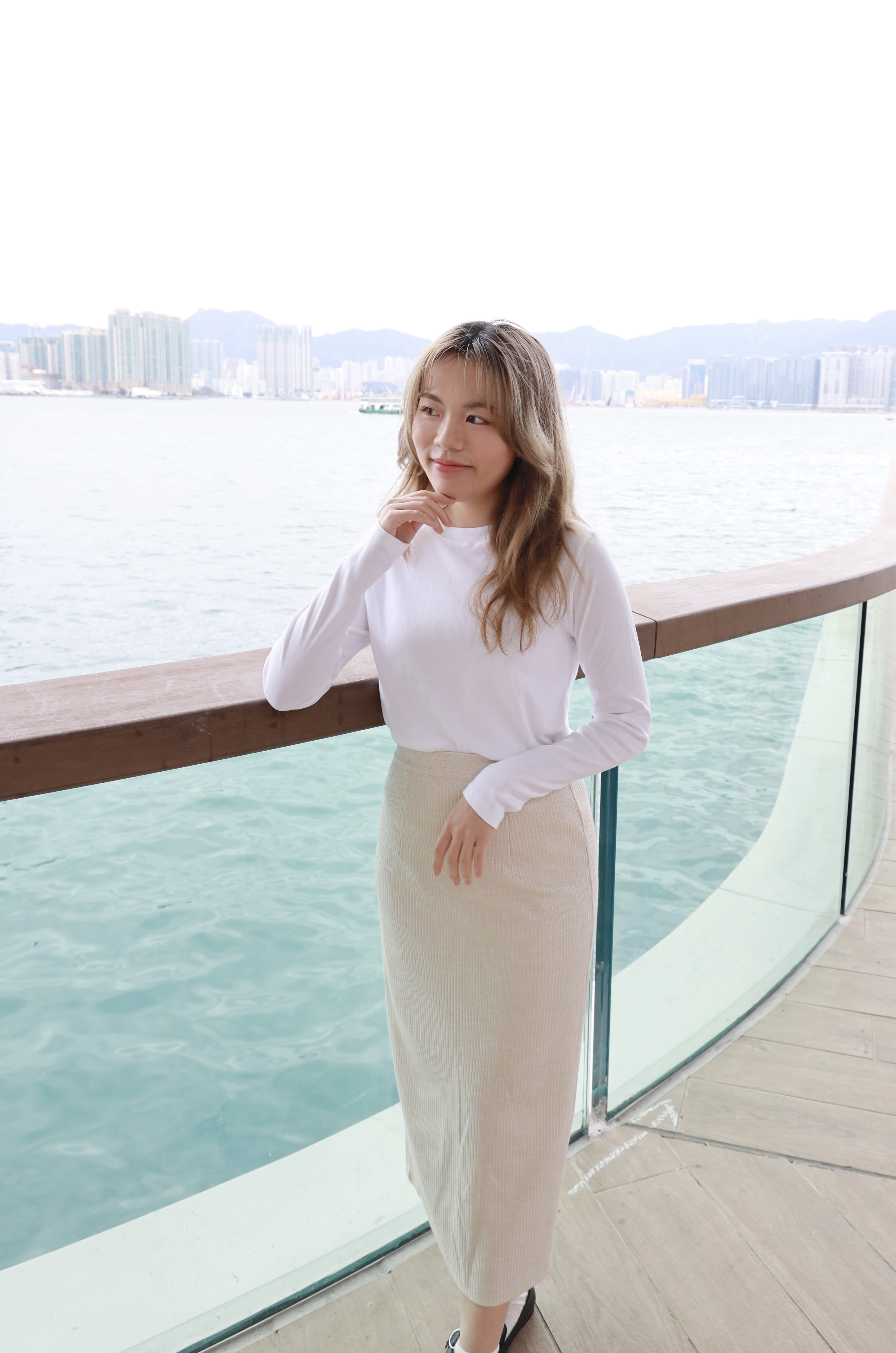 ||SKl249|| 薄直紋優美直A字長裙