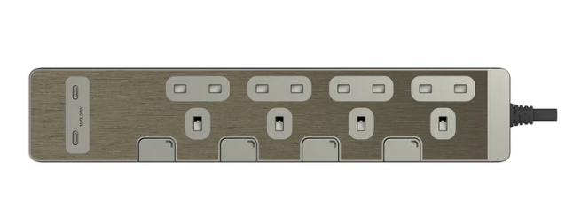 Schneider 施耐德 TSH34QCUSB_3_GH 4位獨立開關安全拖板+2USB C+C (古銅金)