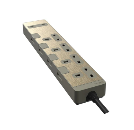 Schneider 施耐德 TSH34QCUSB_3_GH 4位獨立開關安全拖板+2USB C+C (古銅金)