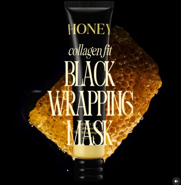 (2338)蜂蜜拉鏈膠原蛋白黑色包裹面膜