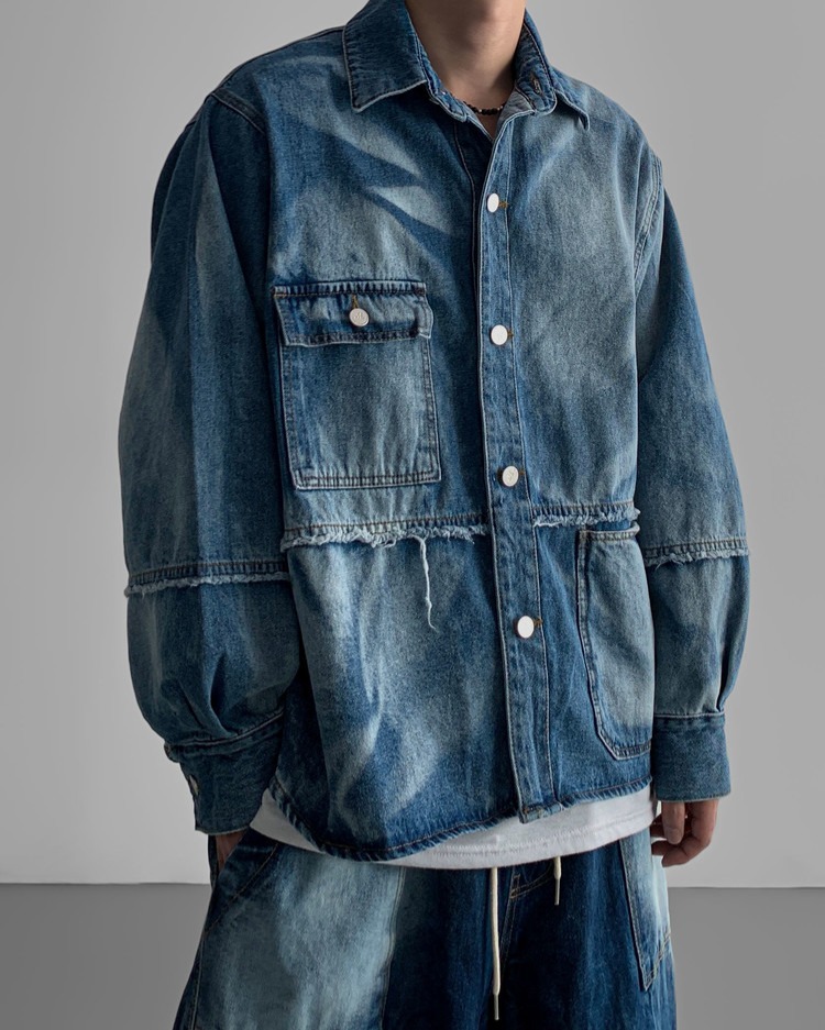 水洗刷色暈染牛仔外套