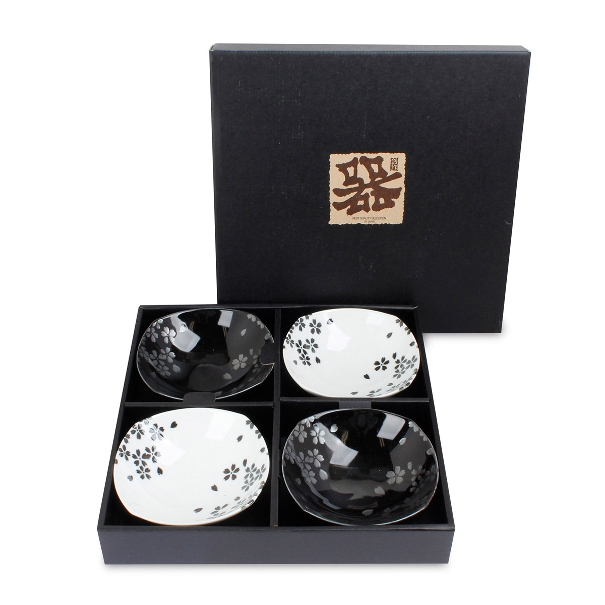 Japanese Mino-yaki 4P D13.8cm "Ginsai Sakura" Shallow Plate Set -32-906-030