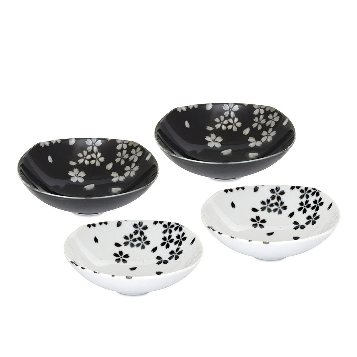 Japanese Mino-yaki 4P D13.8cm "Ginsai Sakura" Shallow Plate Set -32-906-030