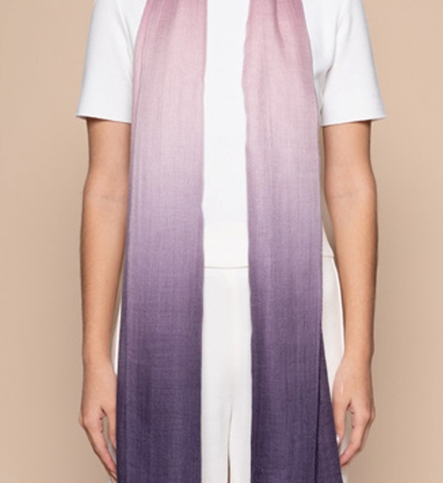 安地斯羊駝披肩｜輕薄混絲款 - 手染漸層紫｜秘魯