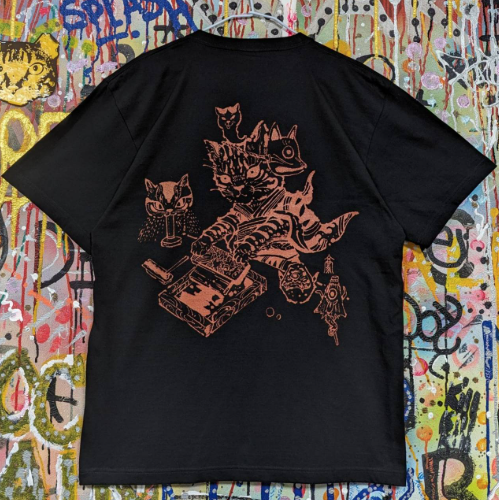 NOE246 三喵絹印社 黑Tee