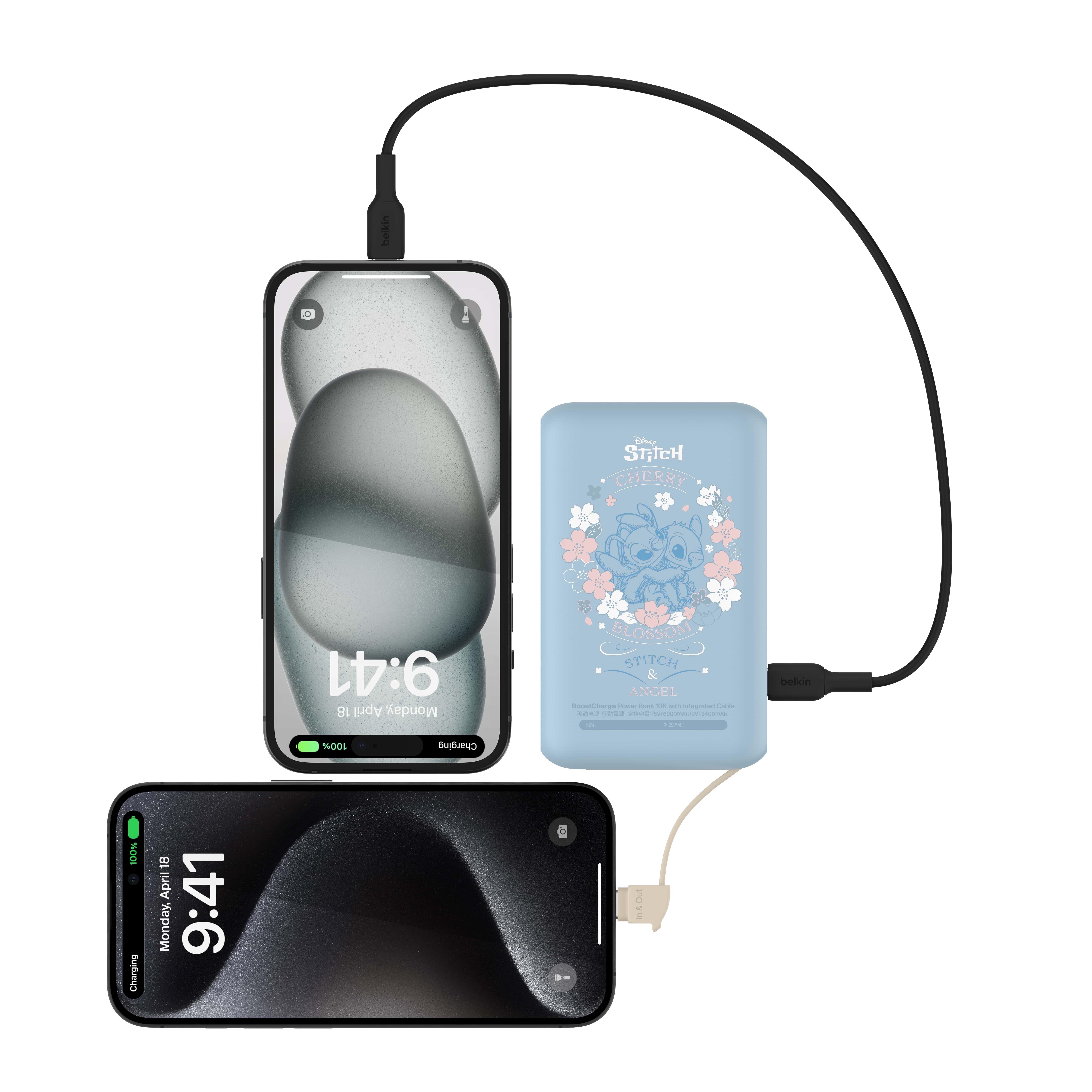 Power Bank 10K with Integrated Cable (Stitch, Disney)