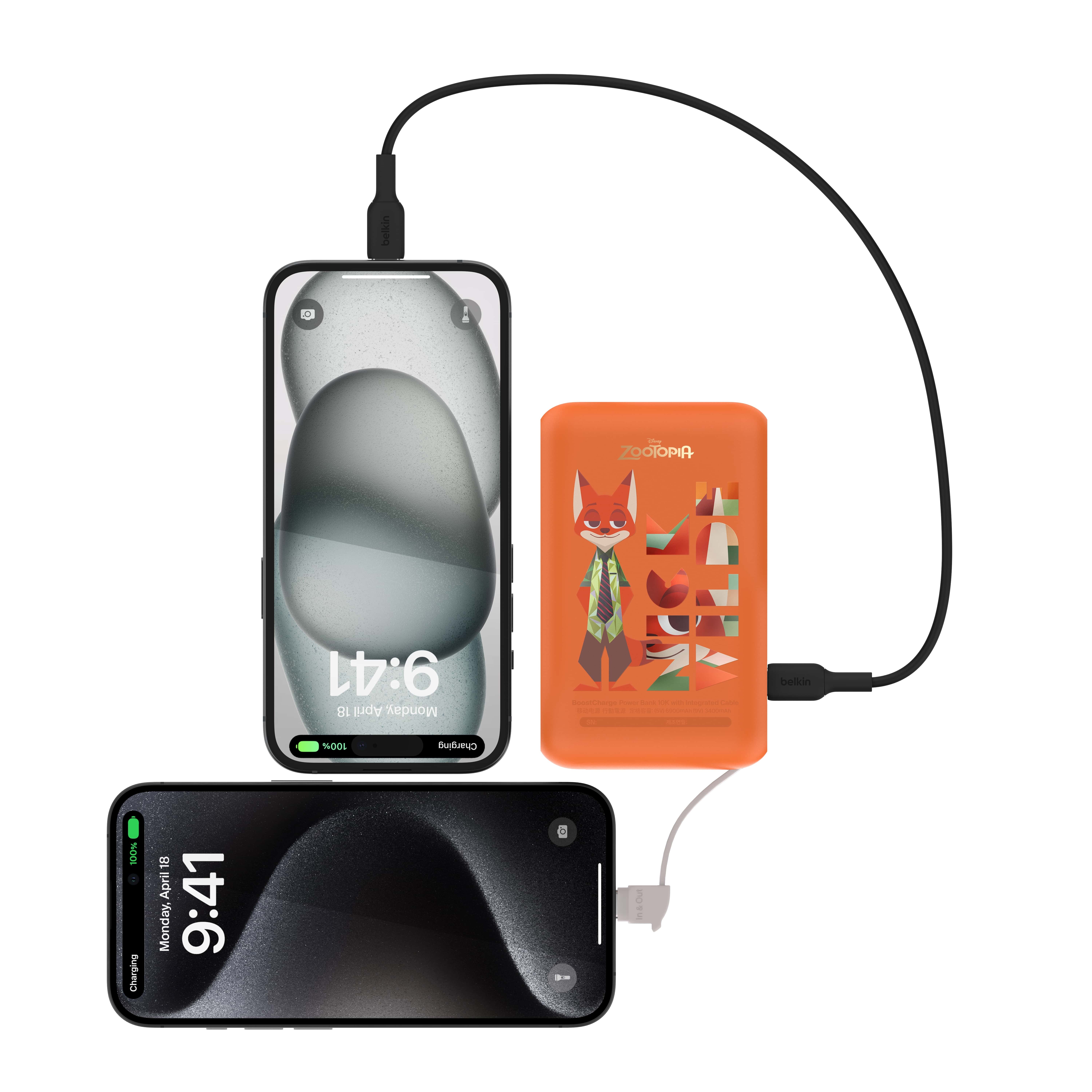 Power Bank 10K with Integrated Cable (Zootopia, Disney)