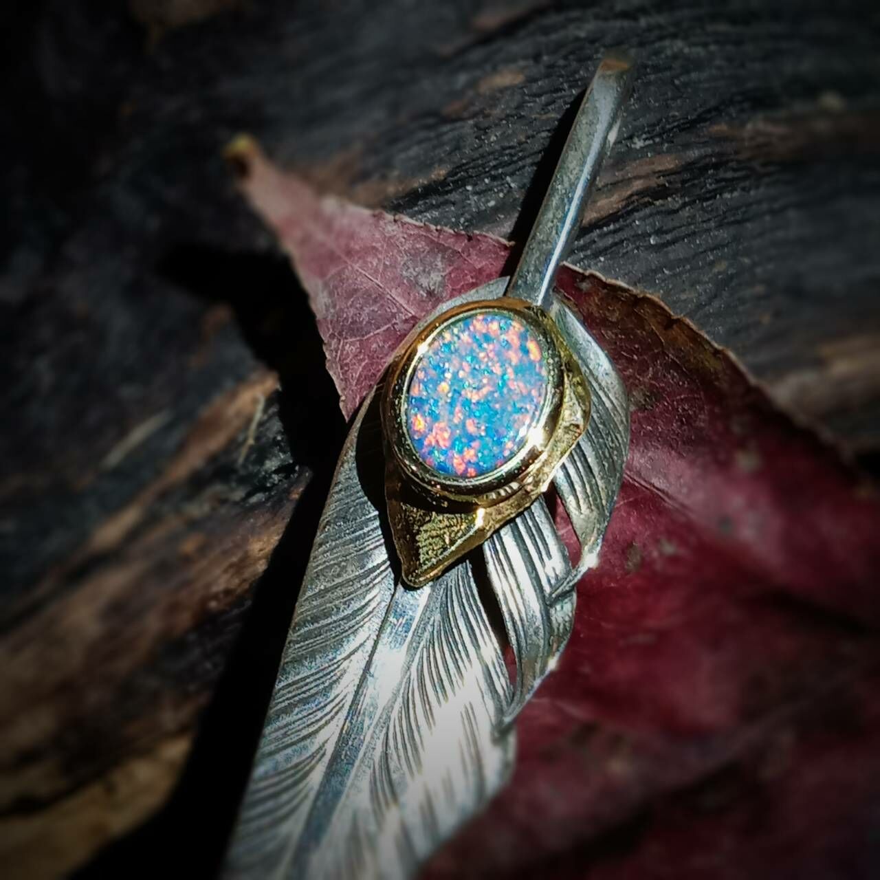 *Black Venom Jewelry- Freedom & Prayer 先金上金斬風羽鑲澳洲蛋白石