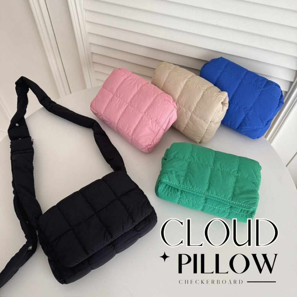 （現貨）售完不補 棋盤格 雲朵枕頭小包 單肩包 側背包 BAG3