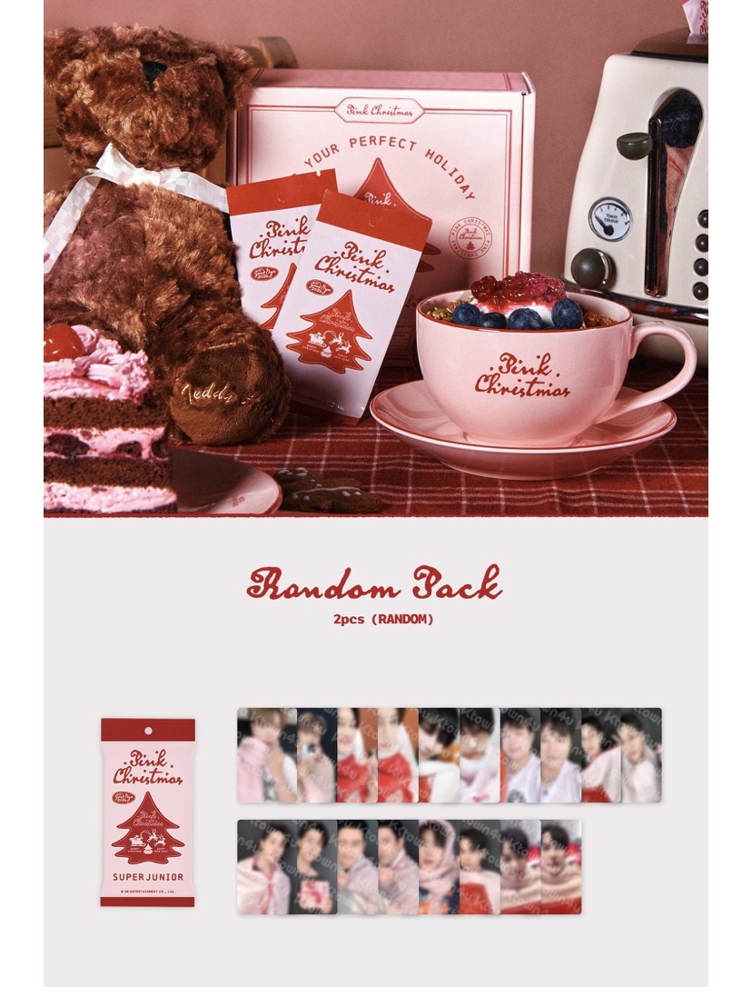 super junior pink Christmas photo card pack 2024