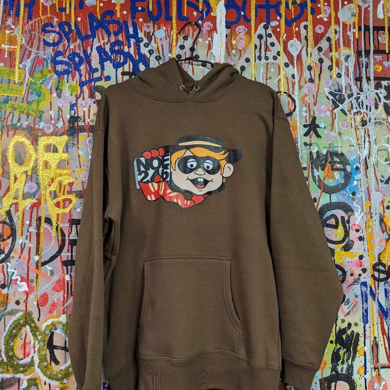 NOE 漢堡神偷 帽T 咖啡