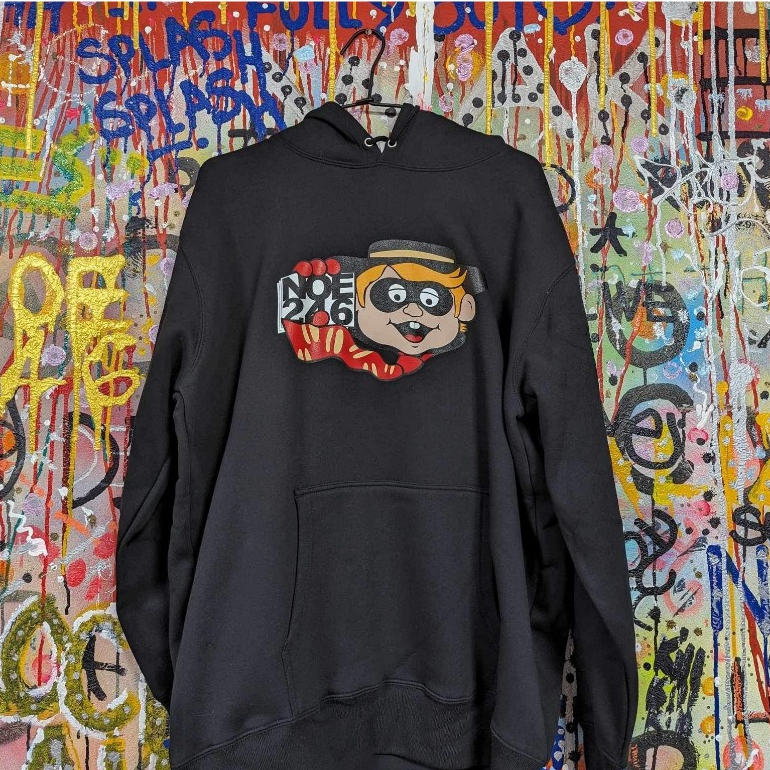 NOE 漢堡神偷 帽T 黑