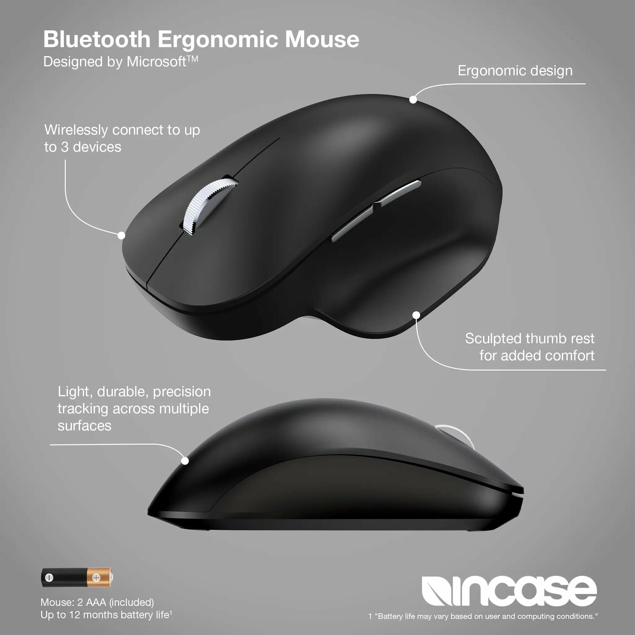 INCASE Bluetooth Ergonomic Mouse Designed by Microsoft