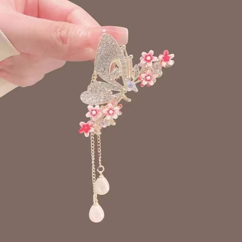 Red Blossom Butterfly Hair Claw
