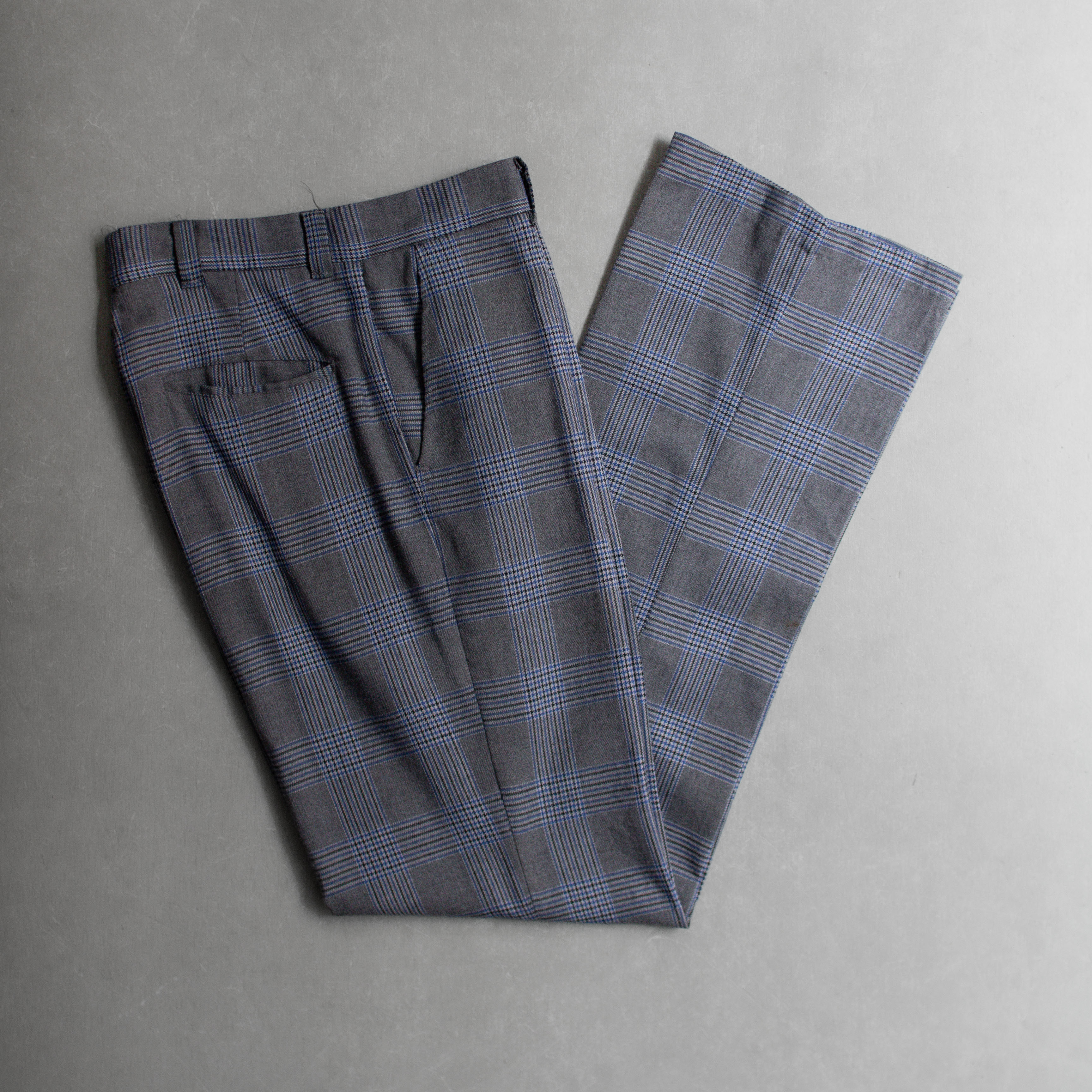 70-80S WOMENS FLARE PANTS 女裝 灰色 格紋 寬版 靴型 喇叭褲