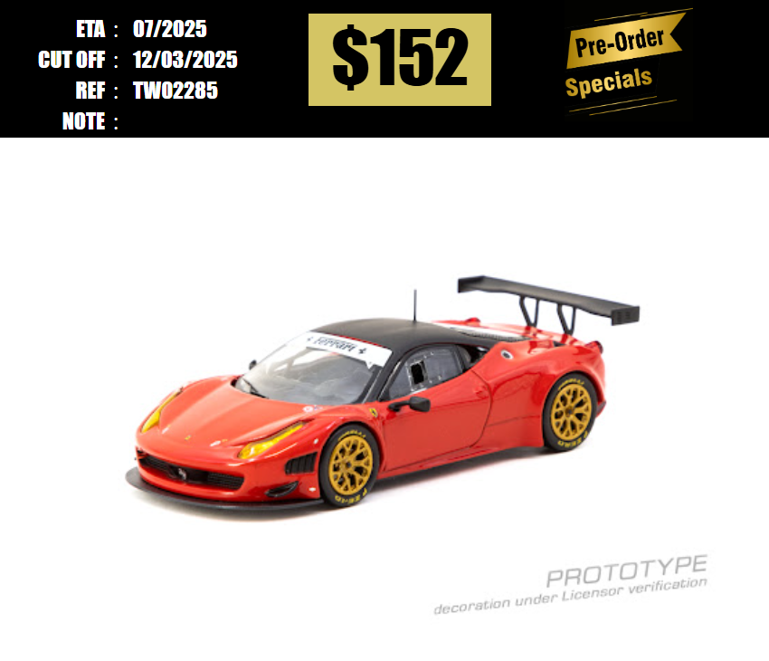PO-$152 * TARMAC * 1:64 Ferrari 458 Italia GT3 Red [OD28/02]