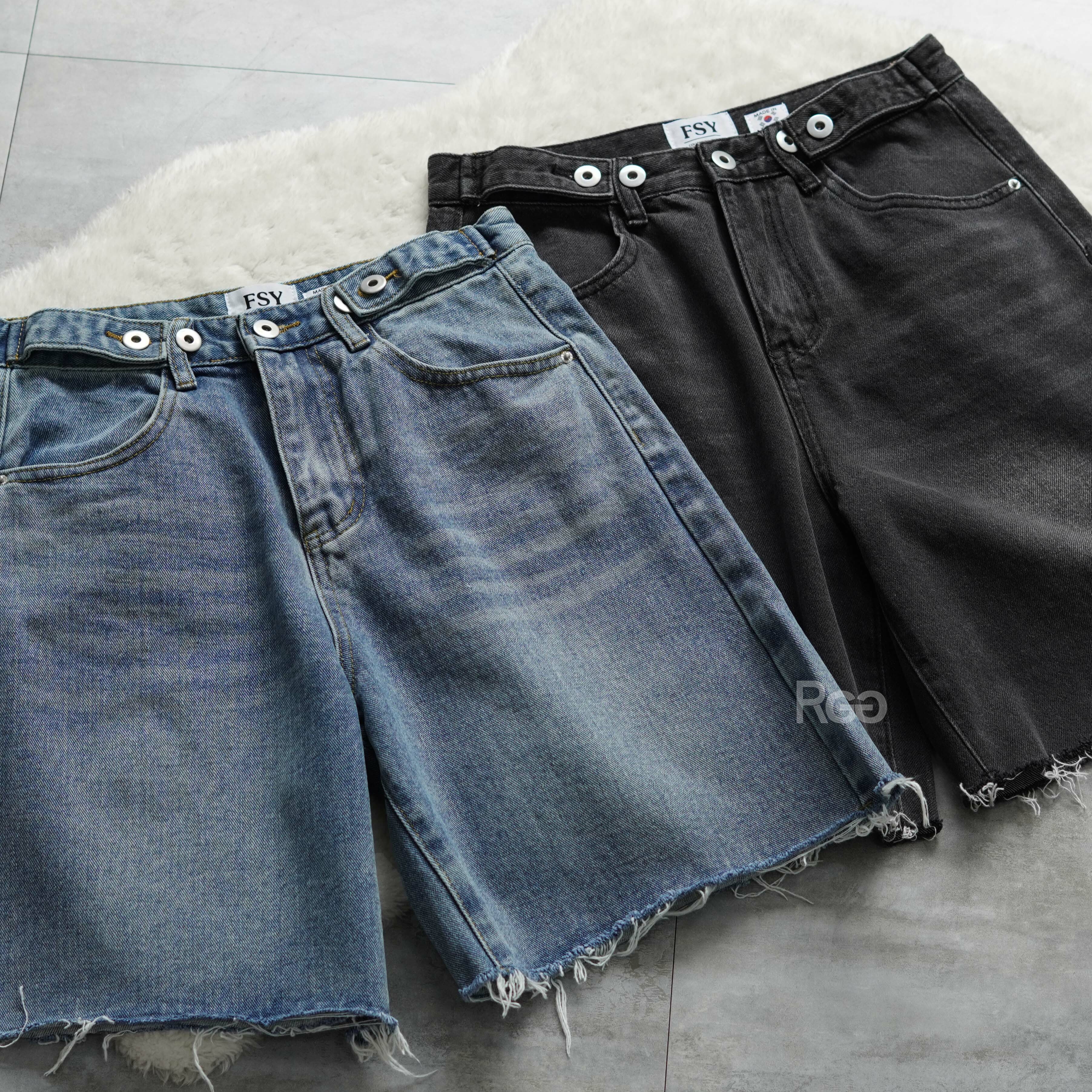 #10693 腰調節釦牛仔中褲平拍照