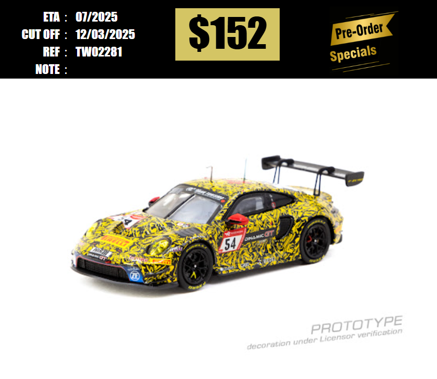 PO-$152 * TARMAC * 1:64 Porsche 911 GT3 R Nürburgring 24h 2023 C. Engelhart / A. Güven / L. Heinrich / L. Vanthoor [OD28/02]
