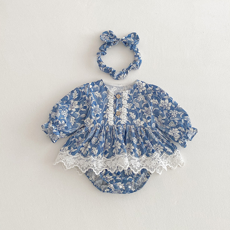 25 春款氣質花園包屁衣(附髮帶)