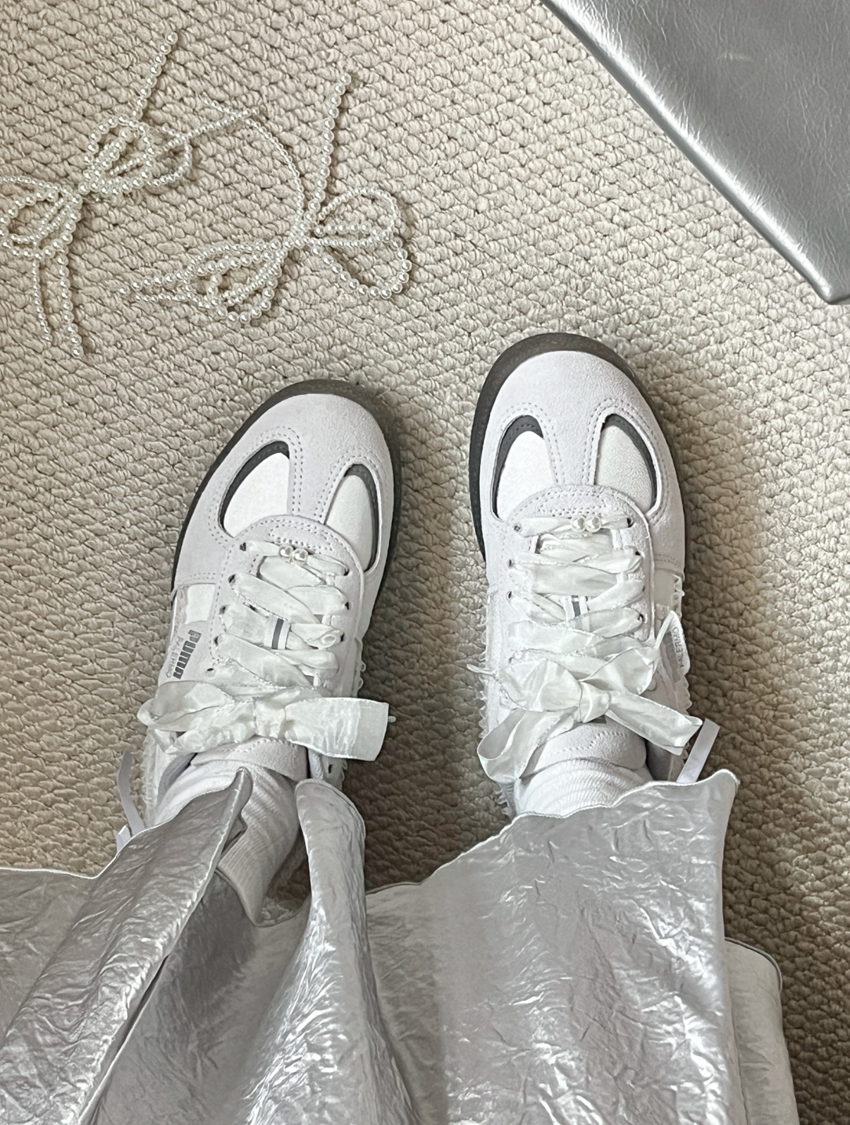 PUMA Palermo 銀灰色 灰色 芭蕾風 蕾絲 緞帶 麂皮 果凍底 復古 德訓鞋 401286-01/預購