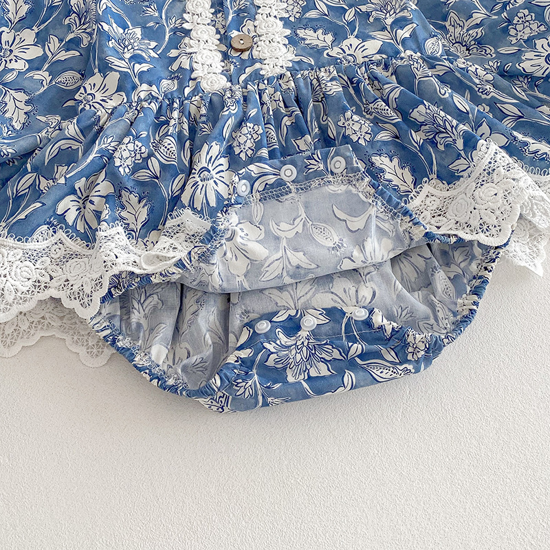 春款氣質花園包屁衣(附髮帶)