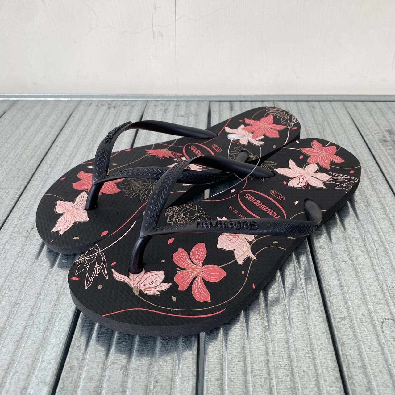Havaianas 哈瓦仕 拖鞋 女鞋 花卉 Slim Organic 黑 4132823-7759W