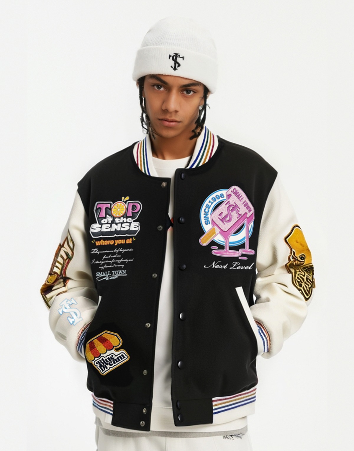 STK SmallTownKid 多巴胺 甜點刺繡 棒球外套