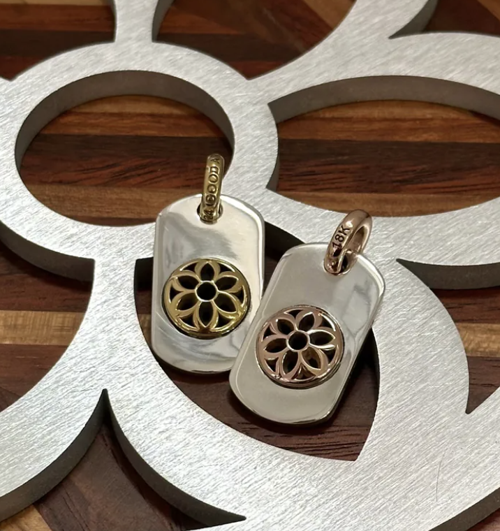 2 - Toned Raised Rosette Dog Tag