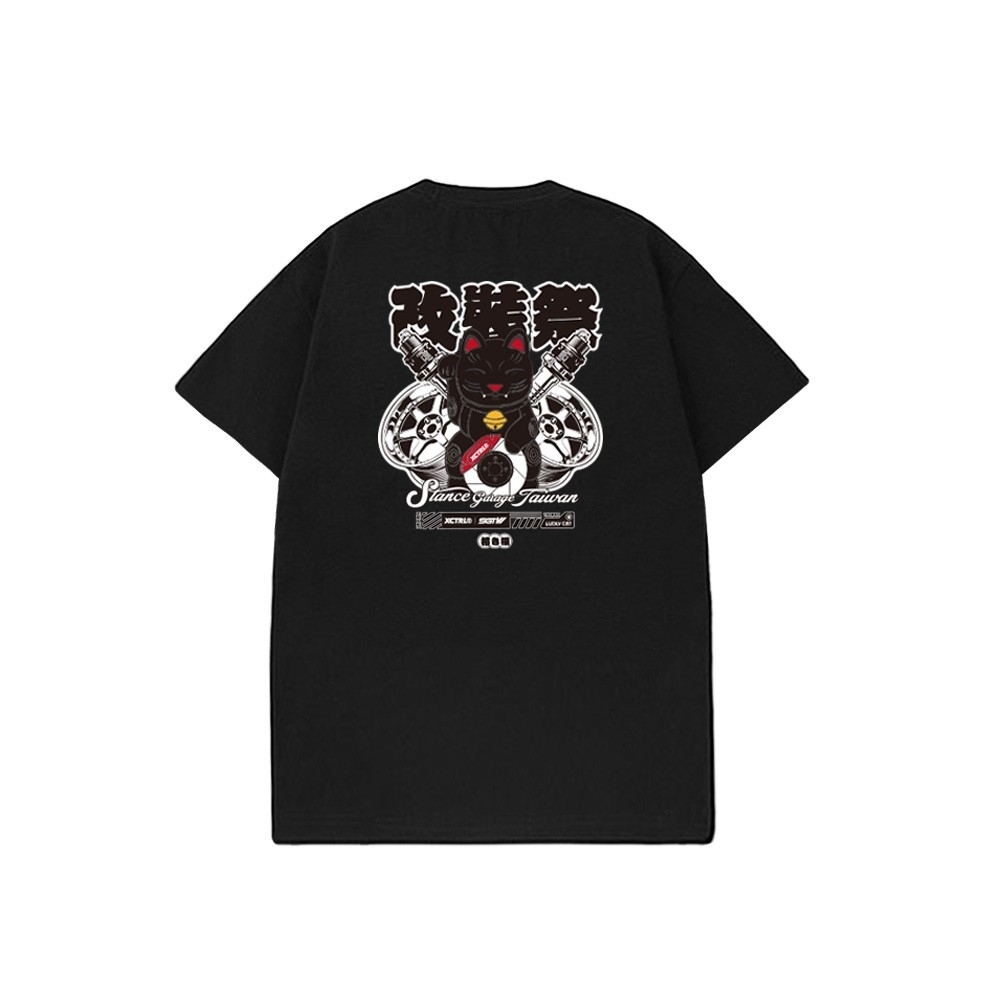 XCTRL x SGT6爆改招財貓短T-黑