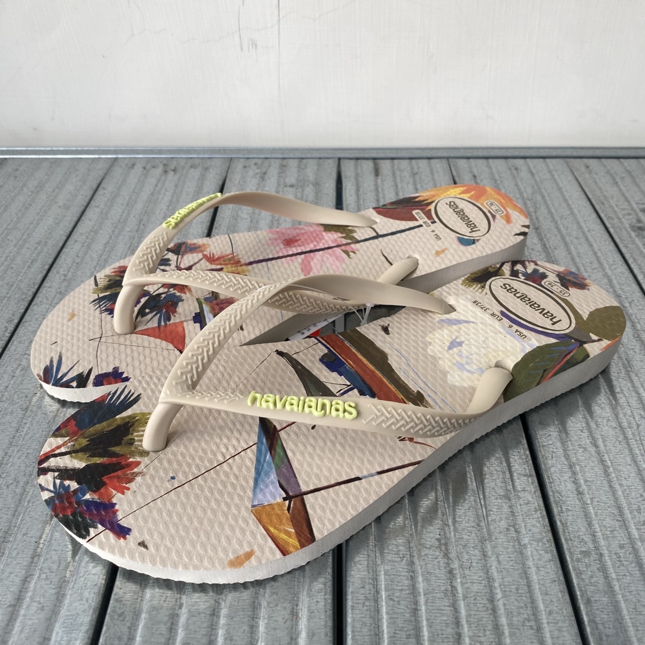 Havaianas 哈瓦仕 拖鞋 男女鞋 花海 奶茶色 4149813-0121W