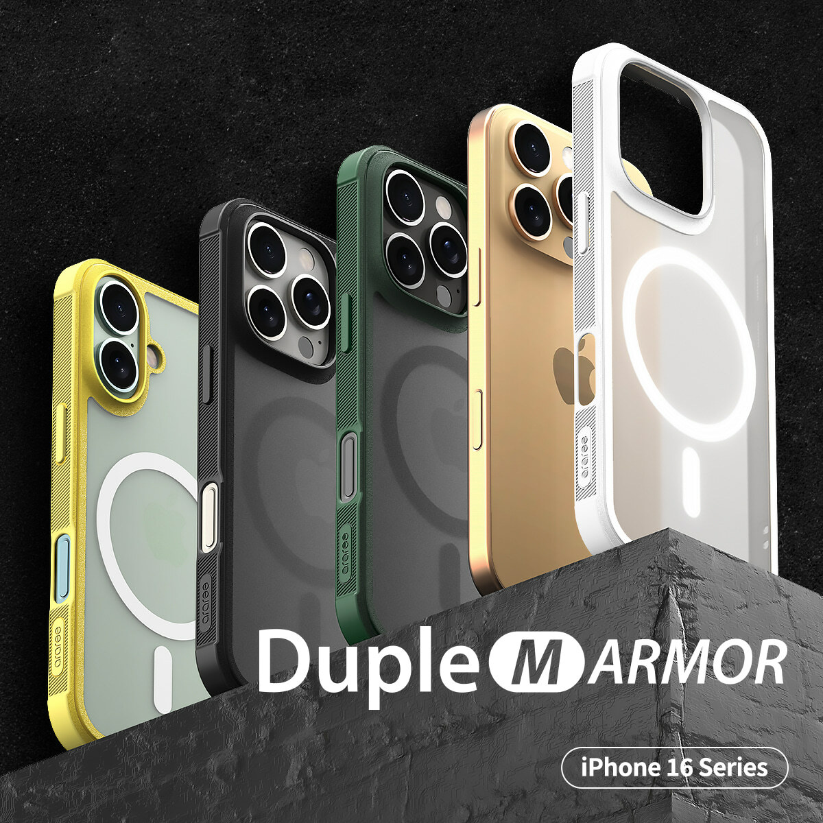 araree Duple M Armor MagSafe 透明混合結構防撞殼-iPhone 16 Series