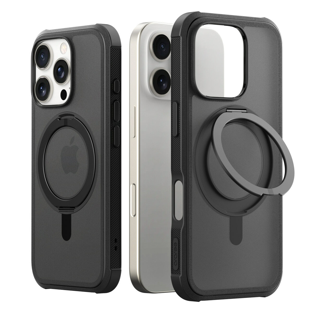 araree Duple M Stand MagSafe 透明混合結構防撞殼-iPhone 16 Series