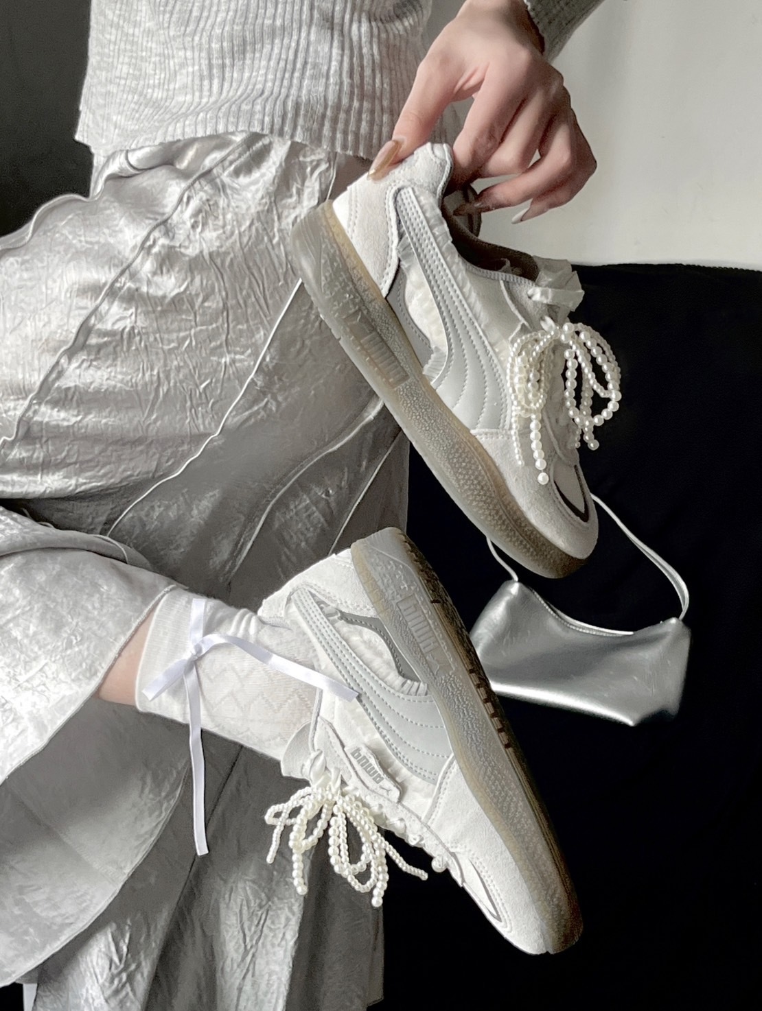 PUMA PALERMO 蕾絲 花邊 麂皮 德訓鞋 芭蕾灰 女鞋401286-01