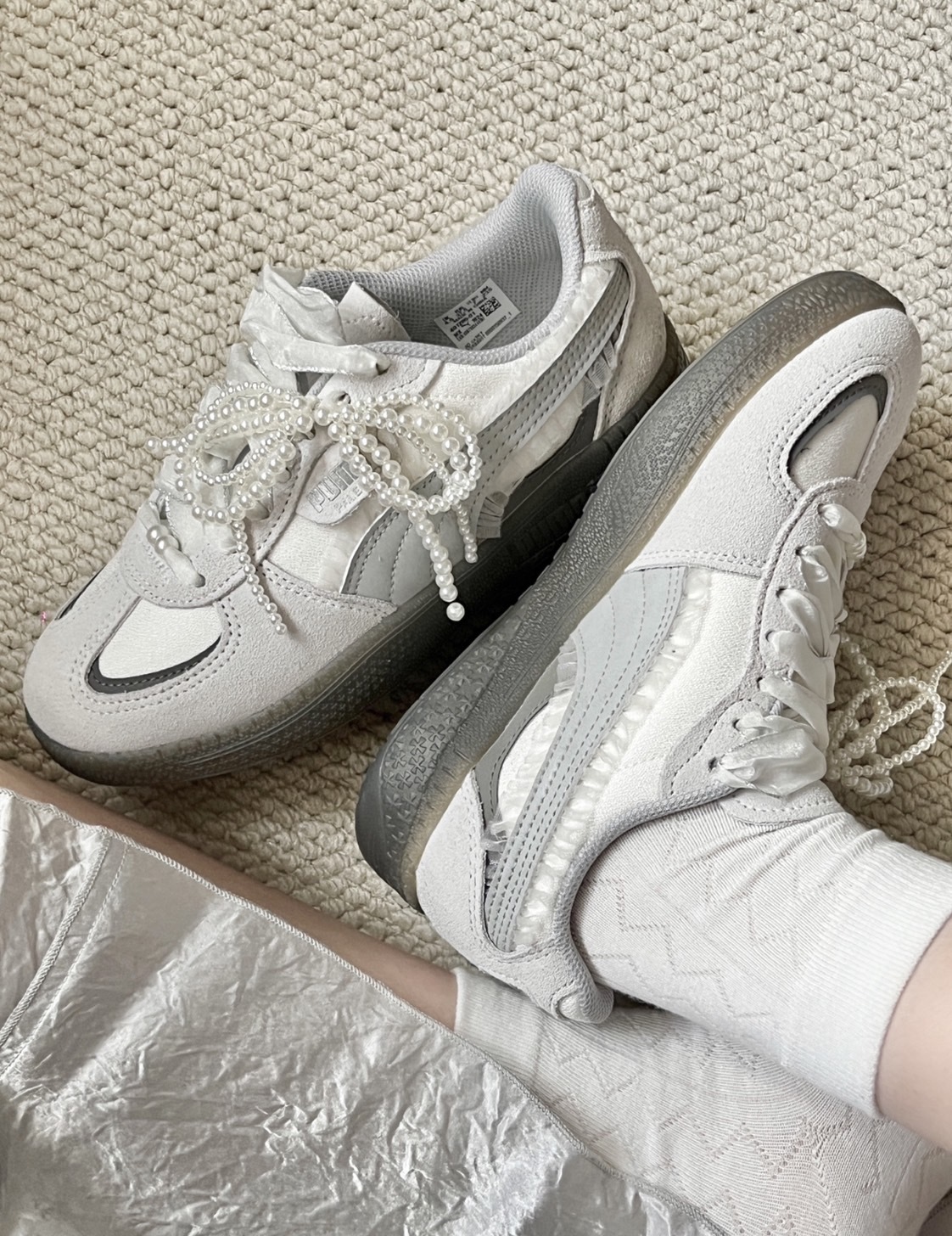 PUMA PALERMO 蕾絲 花邊 麂皮 德訓鞋 芭蕾灰 女鞋401286-01